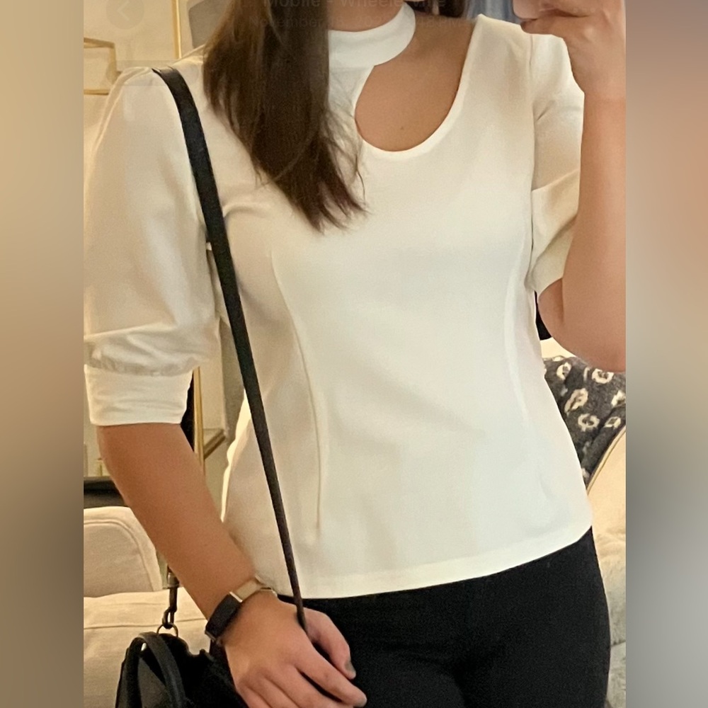 asymmetric cutout white top